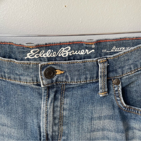 Eddie Bauer Denim Shorts‎ Womens Size 14 Medium Wash 8.5” Inseam Stretch - Picture 4 of 7